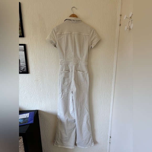 Good American Fit for Success Palazzo Cream Off White Denim Jumpsuit Boiler Suit - Picture 10 of 17